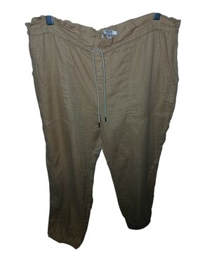Guess Womens Tan Drawstring Linen Joggers